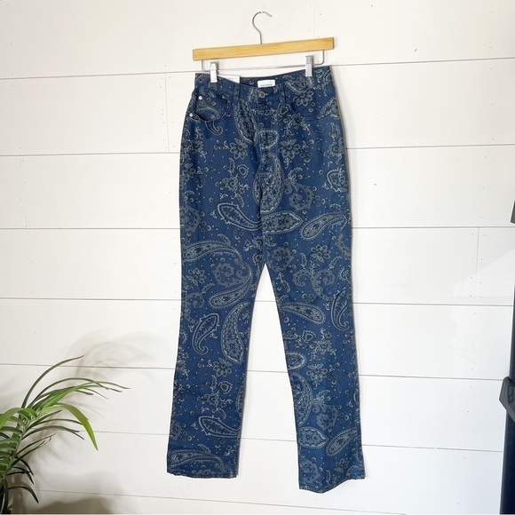 WEWOREWHAT - The Icon Jean Blue Paisley Print Straight Leg - Picture 3 of 7